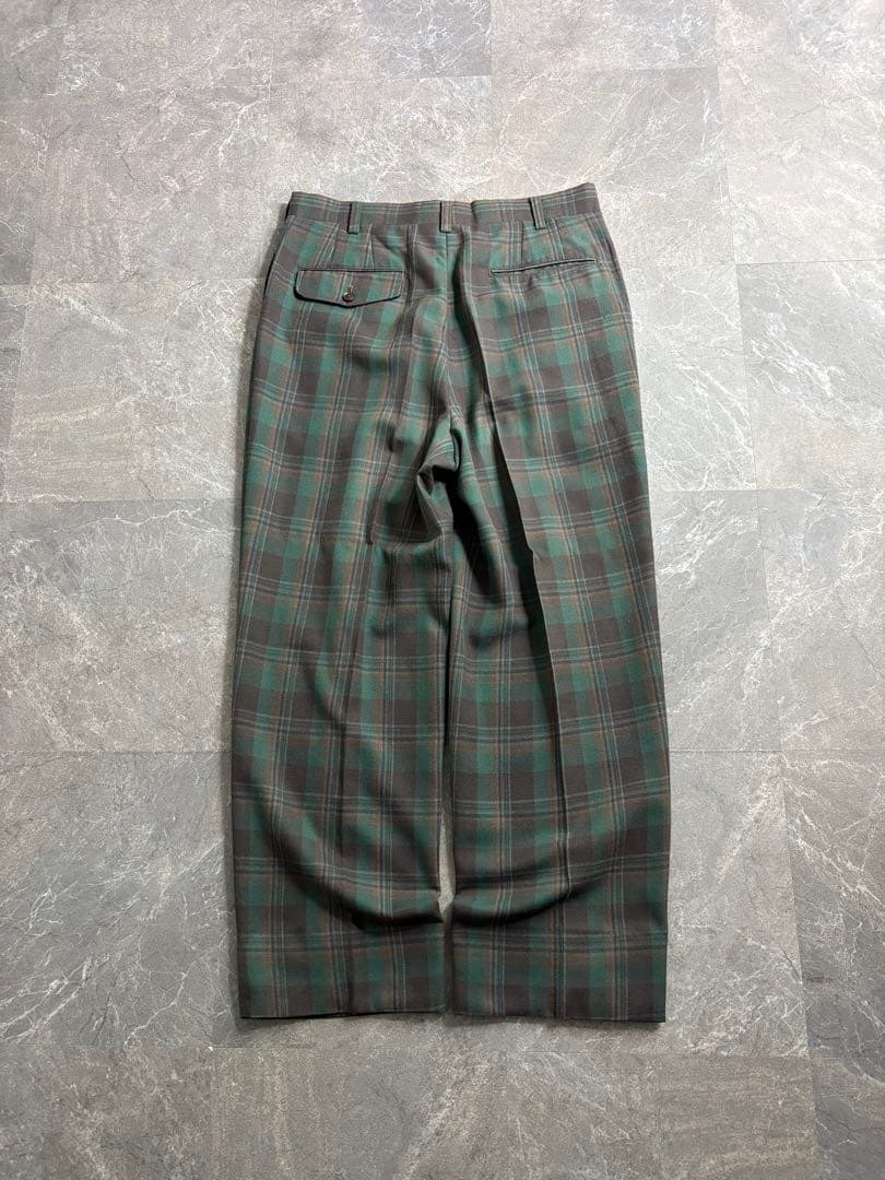 パンツ 90s Vintage 2tuck wool check wide slacks