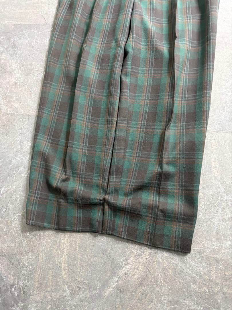 パンツ 90s Vintage 2tuck wool check wide slacks