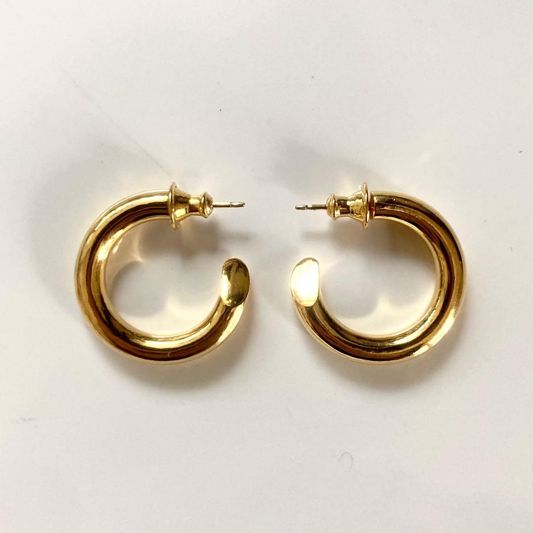 両耳 ゴールド【 4mm×23mm 】18k フープピアス シルバー925