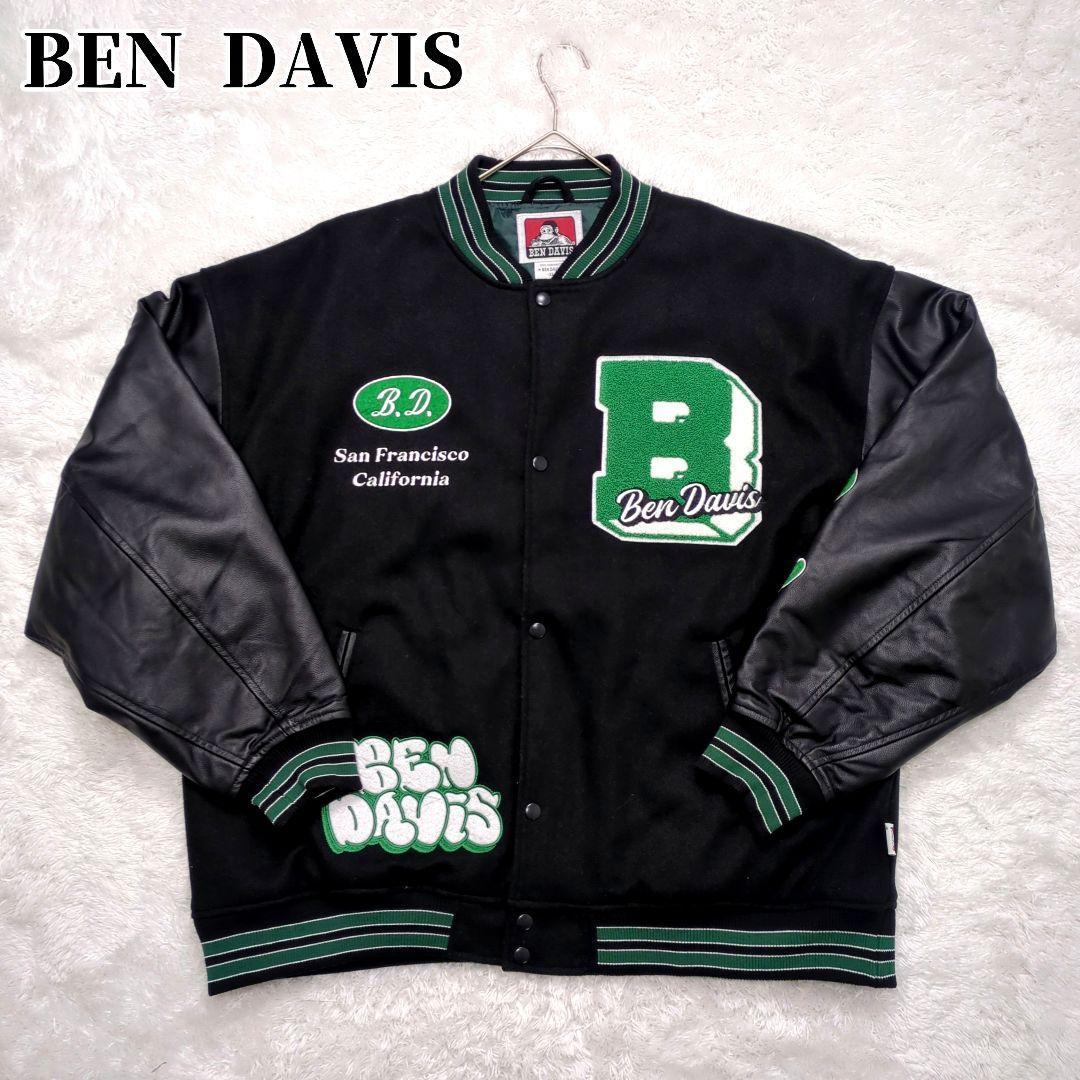 BEN DAVIS 袖切替 パイル 刺繍ロゴ スタジャン希少 XL 人気カラー