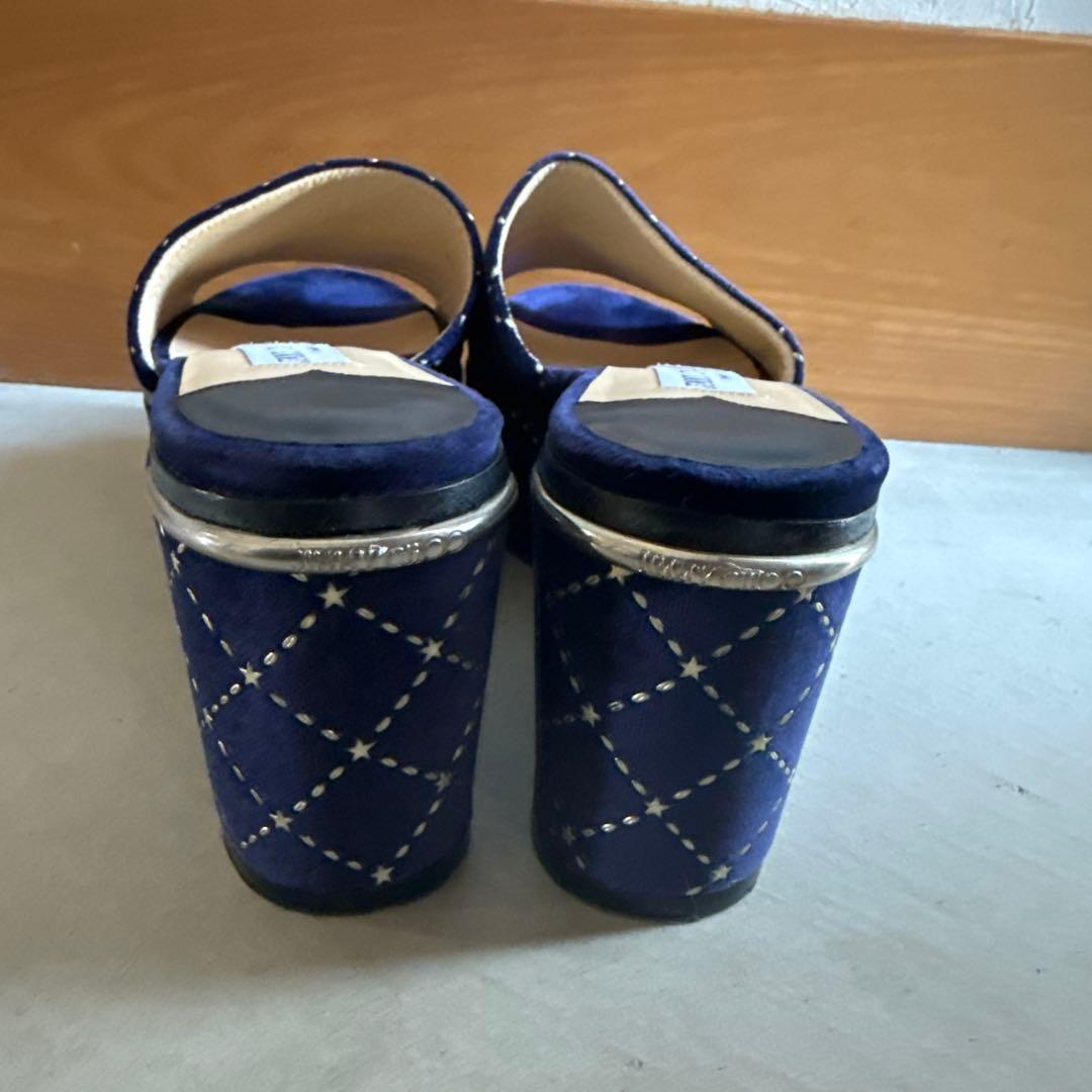 JIMMY CHOO ネイビー キルティング ミュール