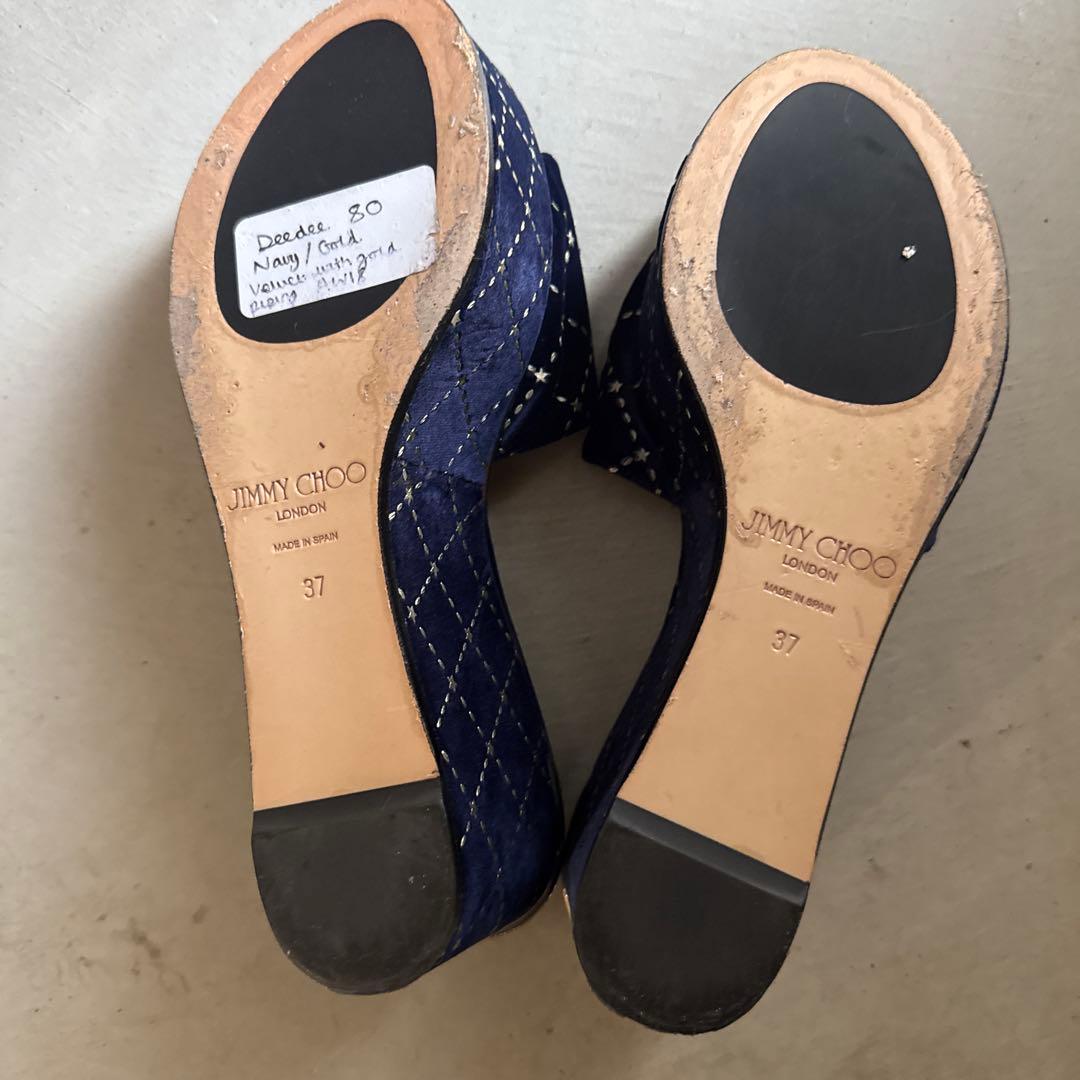 JIMMY CHOO ネイビー キルティング ミュール