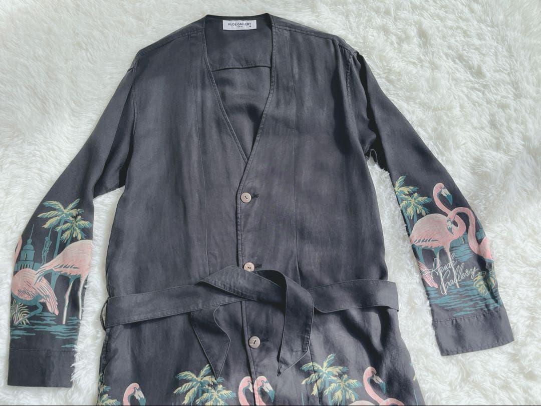 さささRUDE GALLERY フラミンゴ柄 ローブ/ガウン　チバユウスケ