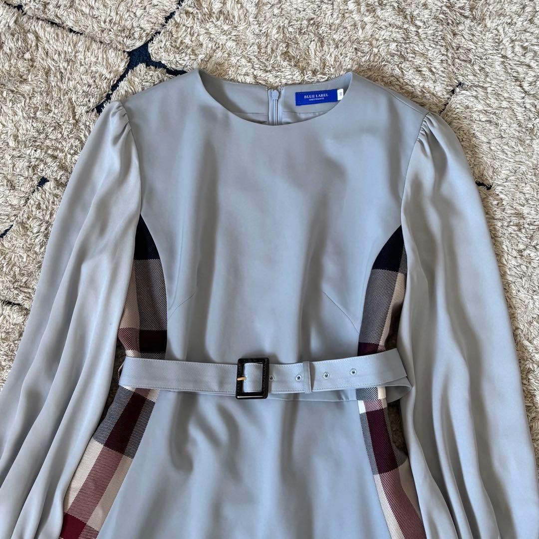 【極美品✨】ブルーレーベルクレストブリッジ　切替ワンピース　チェック　ベルト