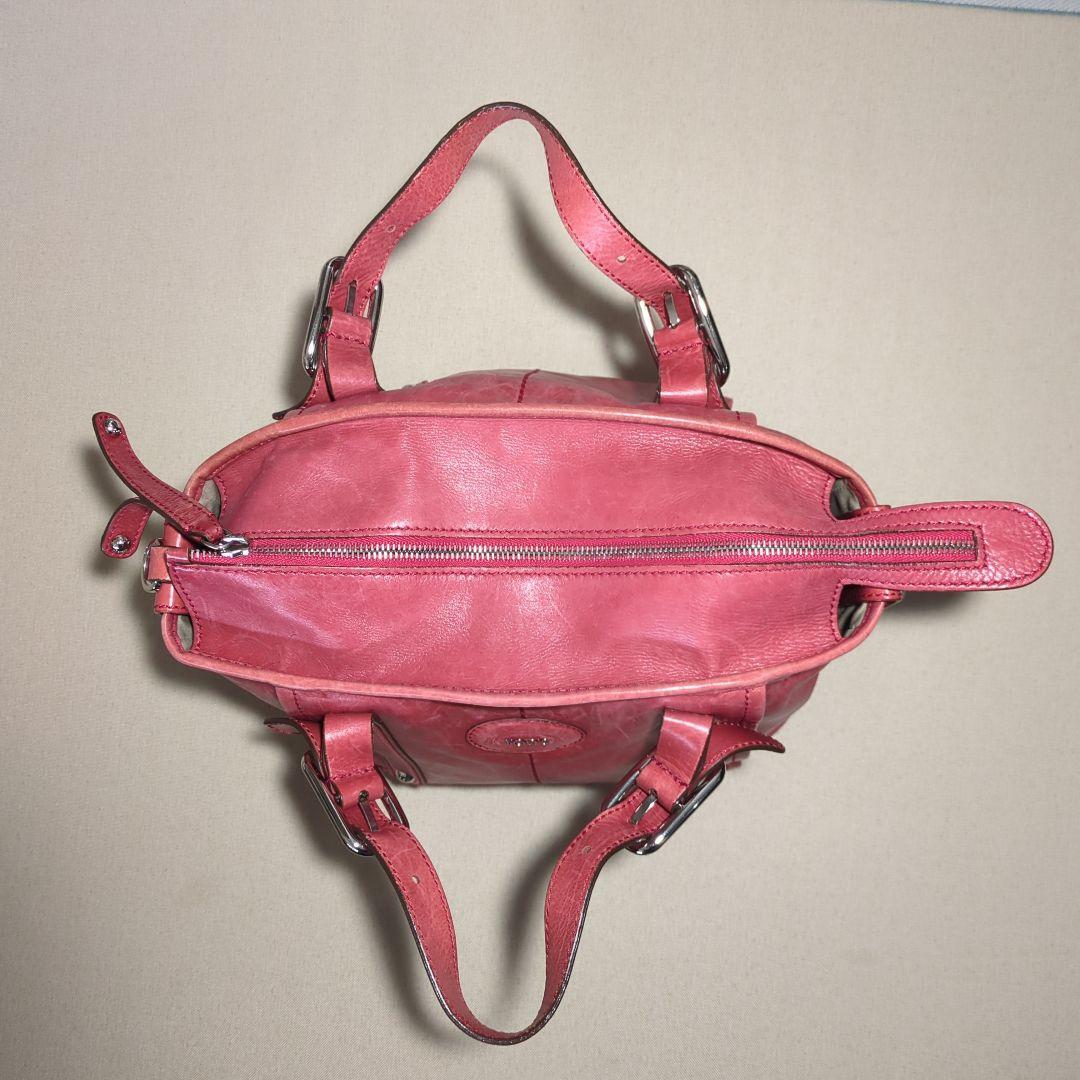 TOD's　トッズ　ピンク　バッグ　ハンドバッグ　ショルダーバッグ　本革　レザー