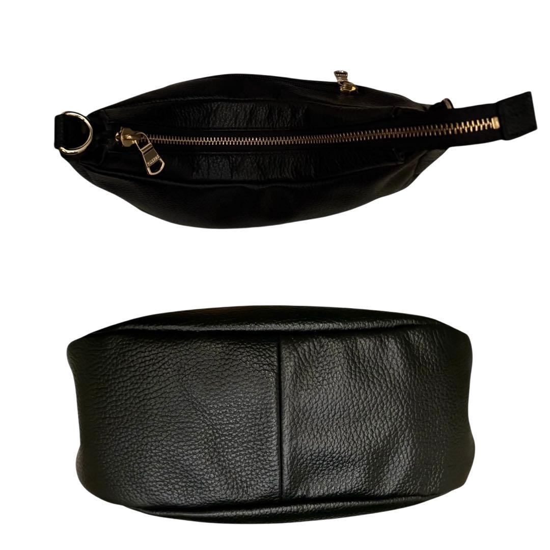 極美品✨ラシット ハーフムーン ワンショルダーバッグ レザー　ブラック