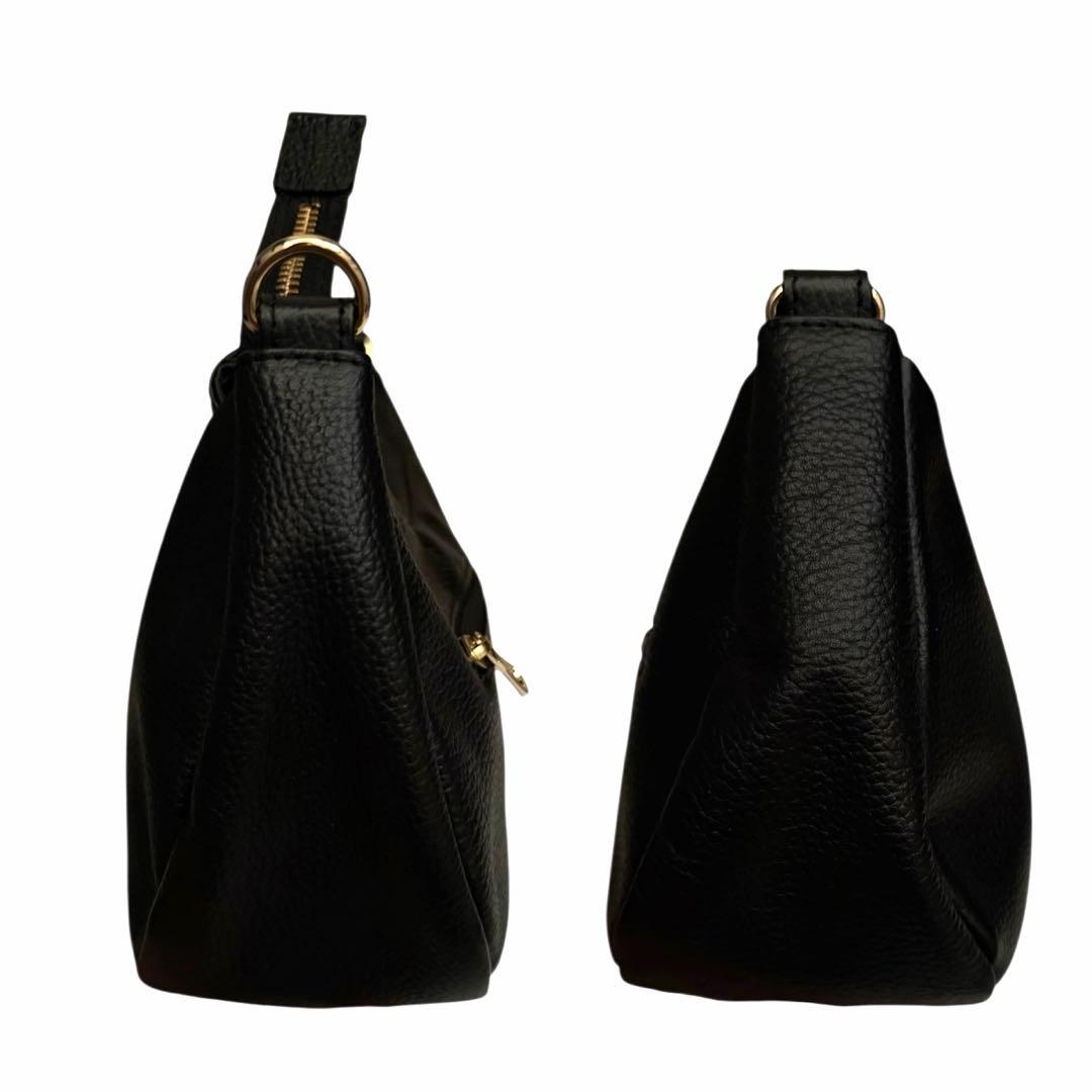 極美品✨ラシット ハーフムーン ワンショルダーバッグ レザー　ブラック