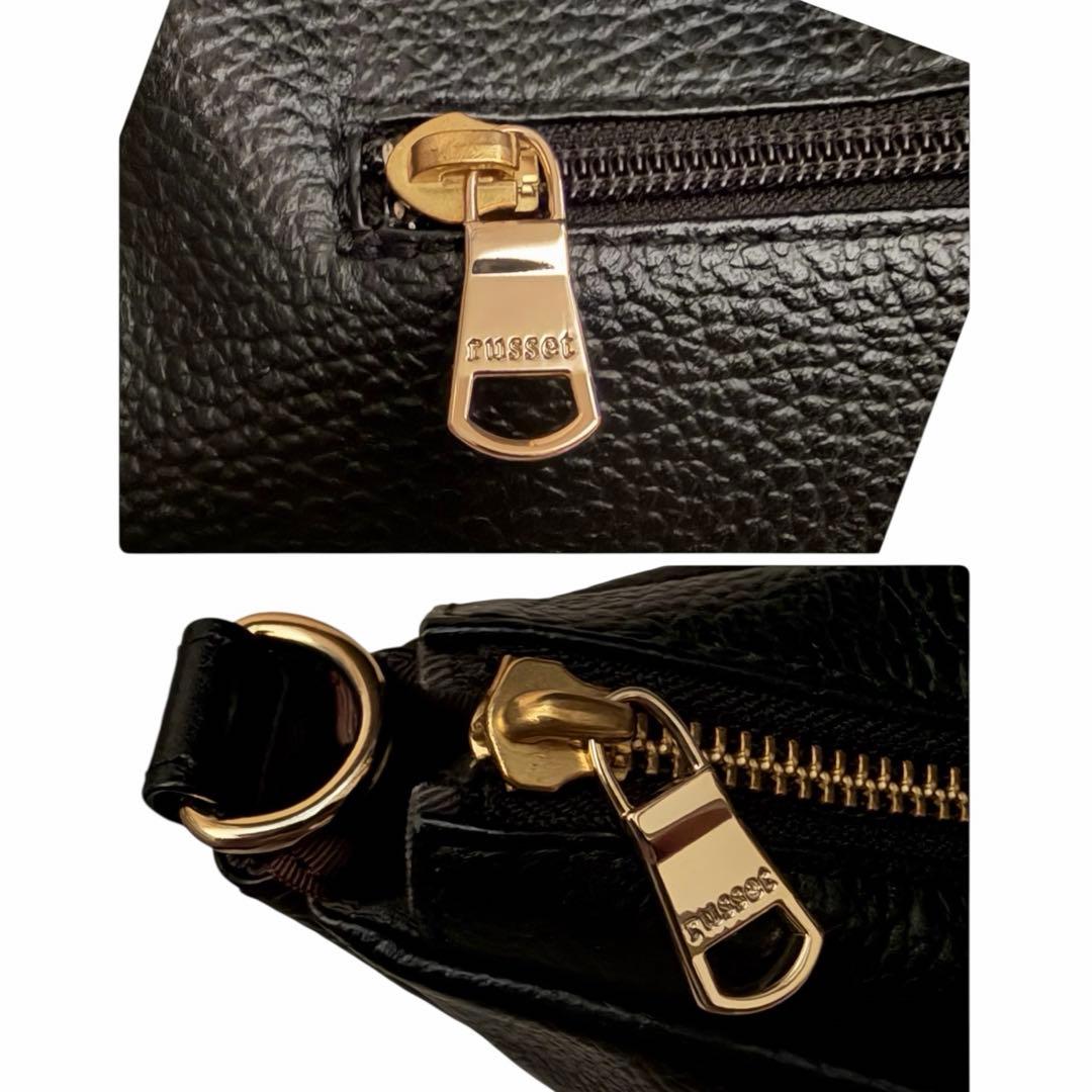 極美品✨ラシット ハーフムーン ワンショルダーバッグ レザー　ブラック