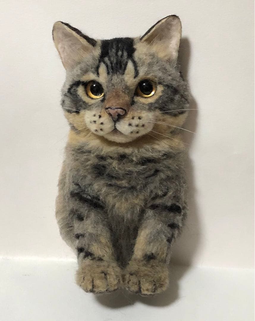 羊毛フェルト　オーダー　猫　顔＋上半身半立体