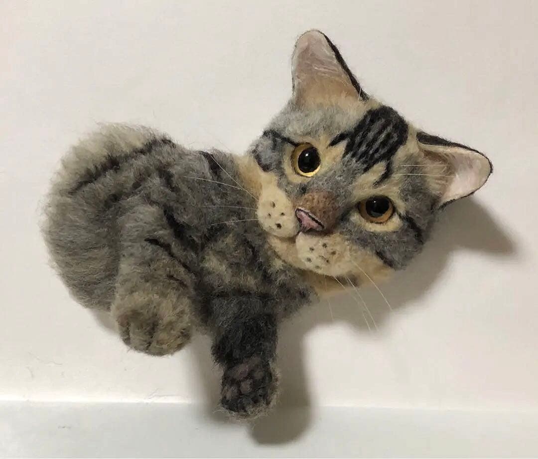 羊毛フェルト　オーダー　猫　顔＋上半身半立体