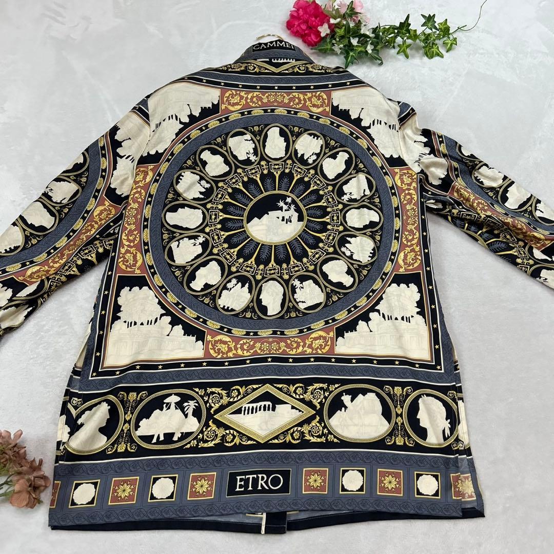 J917 美品 M エトロ シルク100% シャツ マルチカラー レディース