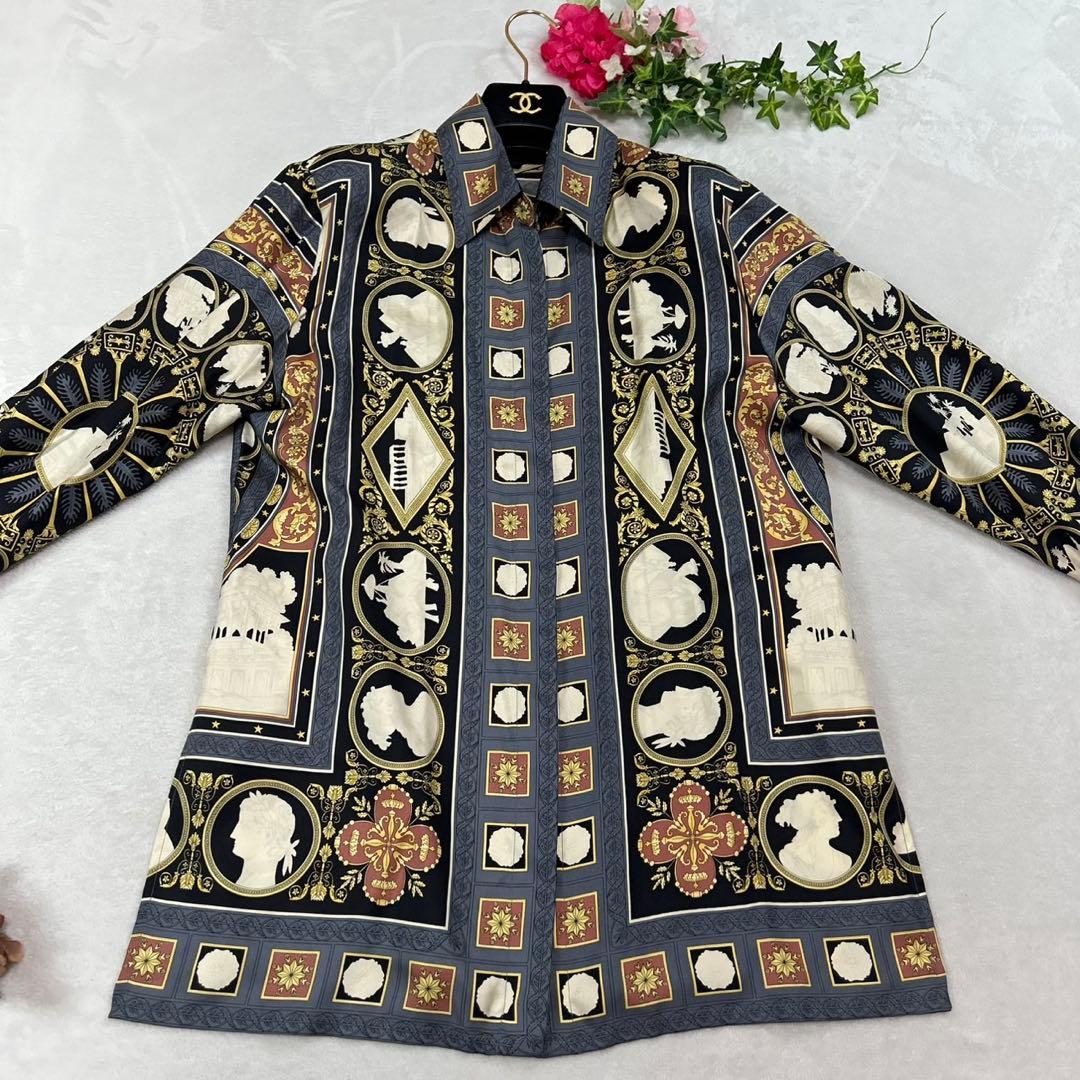 J917 美品 M エトロ シルク100% シャツ マルチカラー レディース