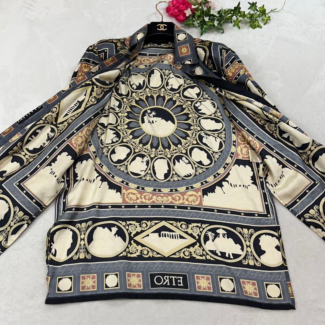 J917 美品 M エトロ シルク100% シャツ マルチカラー レディース