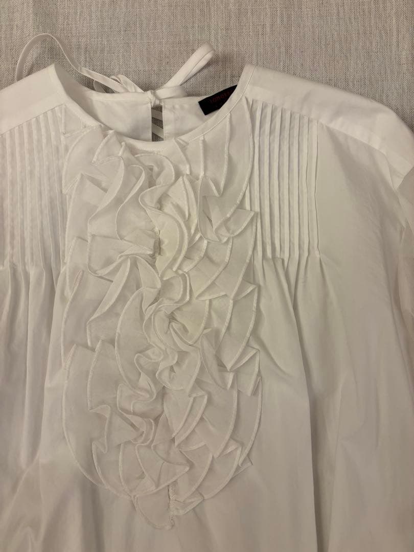 トゥモローランドコレクション ホワイトコンビネーション ラッフルブラウス 新品