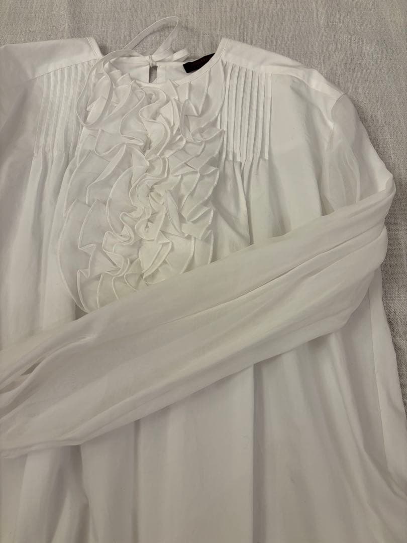 トゥモローランドコレクション ホワイトコンビネーション ラッフルブラウス 新品