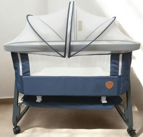 美品　Maydolly 　折りたたみ式　ベビーベッド ネイビー