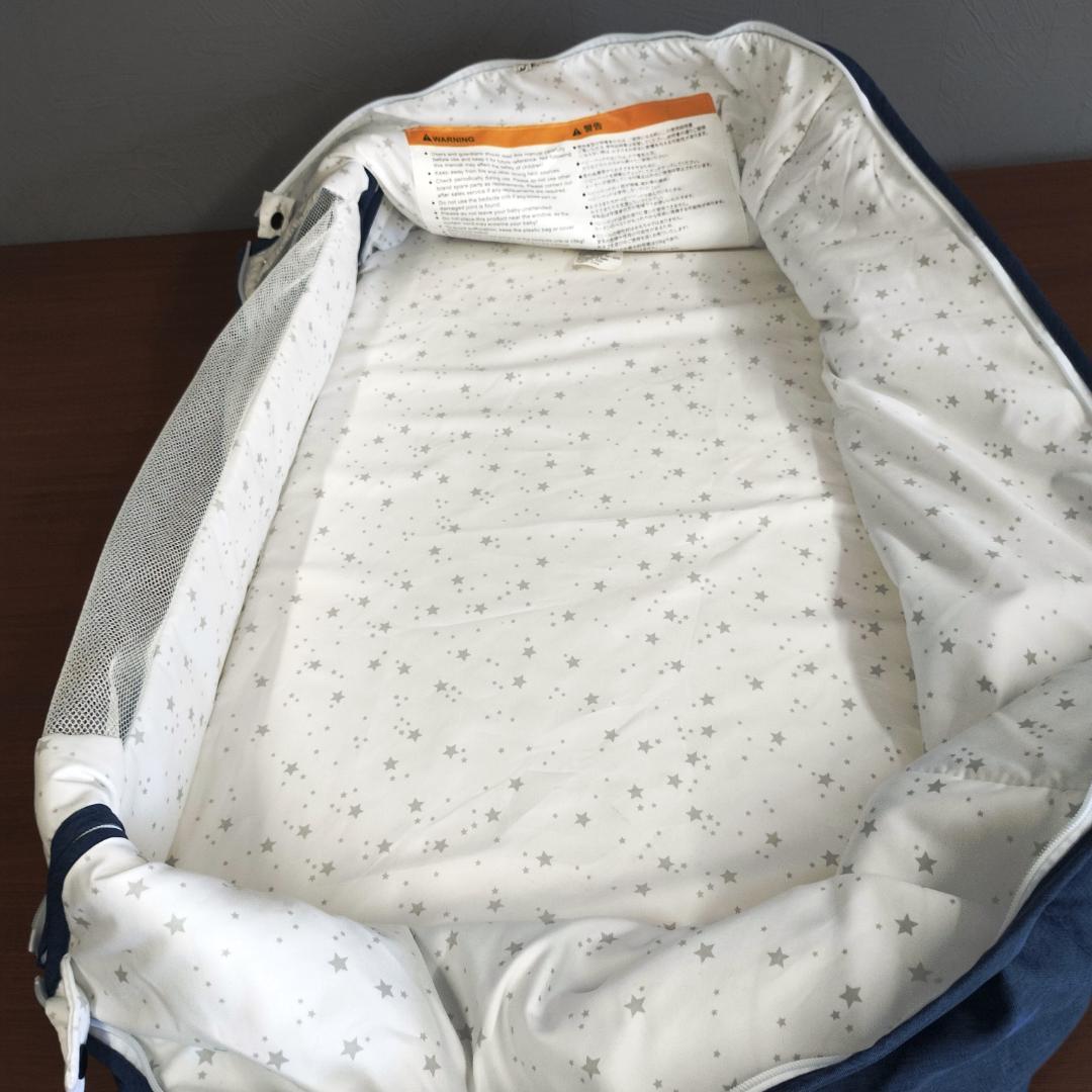 美品　Maydolly 　折りたたみ式　ベビーベッド ネイビー