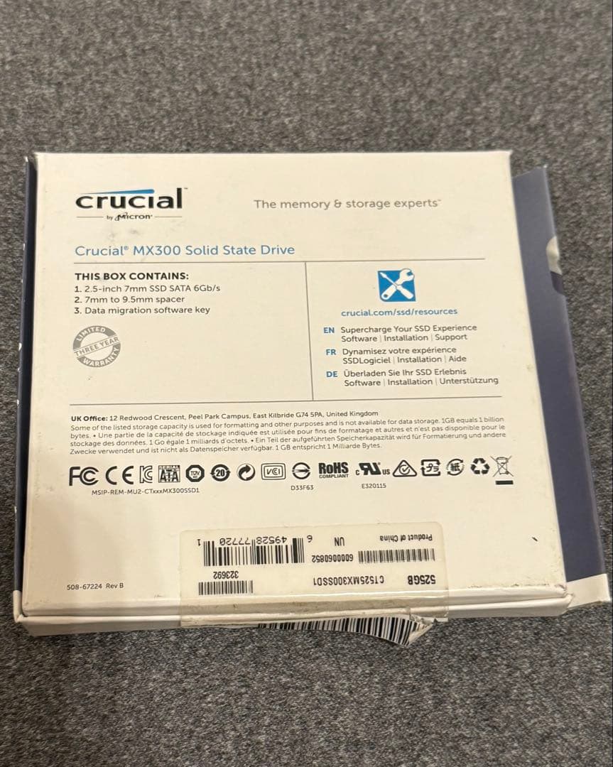 Crucial MX300 2.5インチSSD 525GB