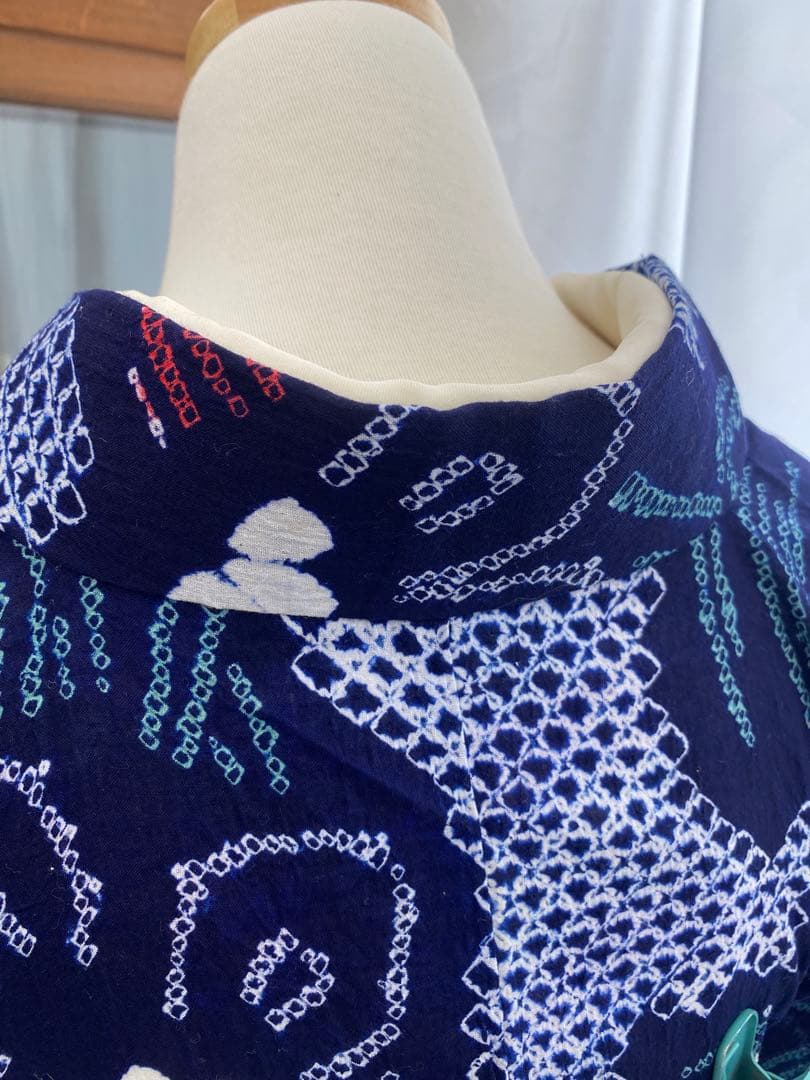 あ*い様 May8.1 有松鳴海浴衣絞り　綿　袖しつけ付き　身丈　155.5