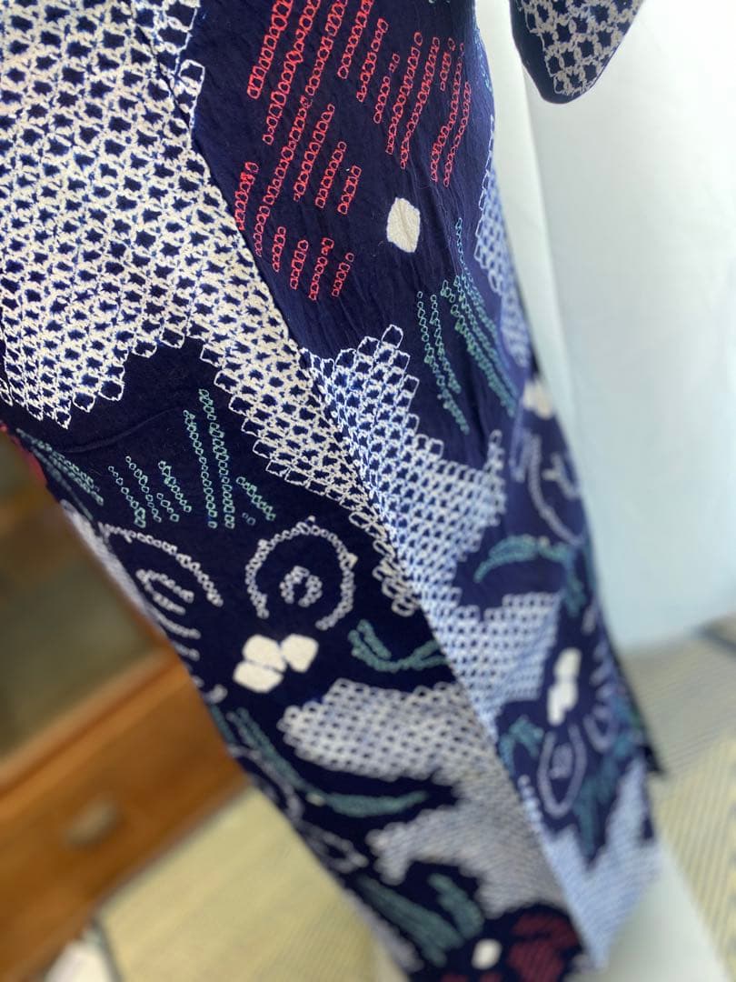 あ*い様 May8.1 有松鳴海浴衣絞り　綿　袖しつけ付き　身丈　155.5