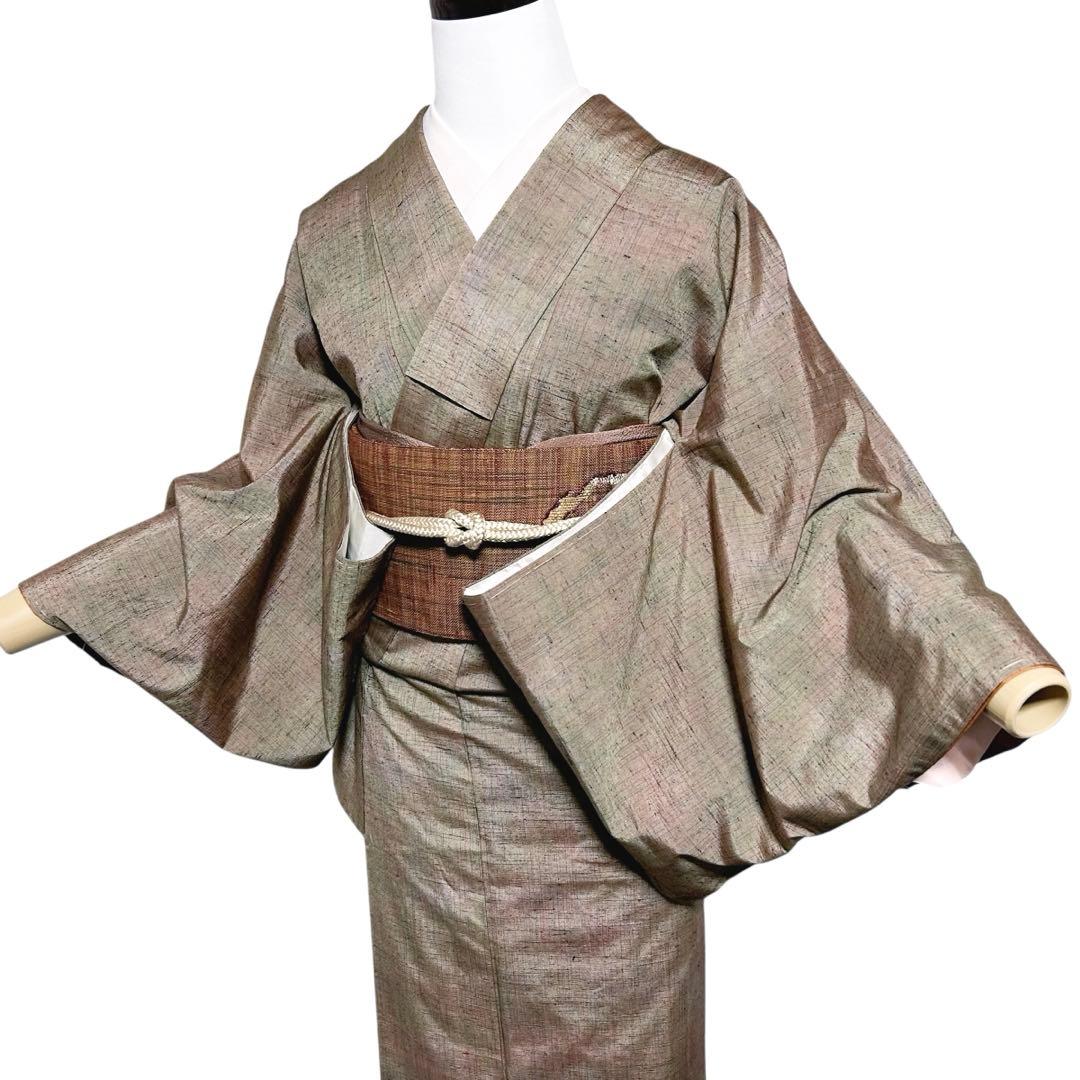 新品　美品　正絹　山細系　民芸調　ぜんまい系風合い　多色節糸紬　フルセット