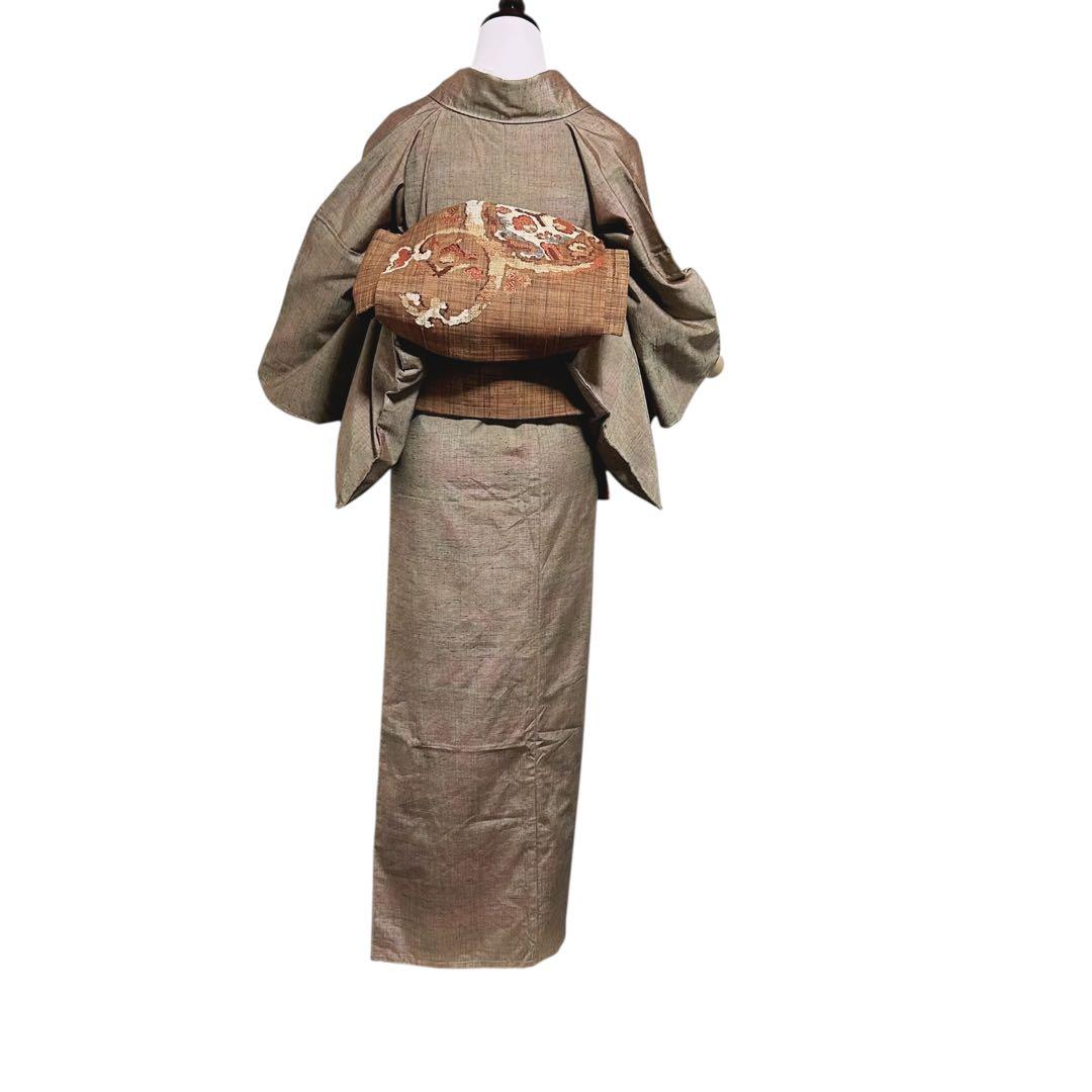 新品　美品　正絹　山細系　民芸調　ぜんまい系風合い　多色節糸紬　フルセット