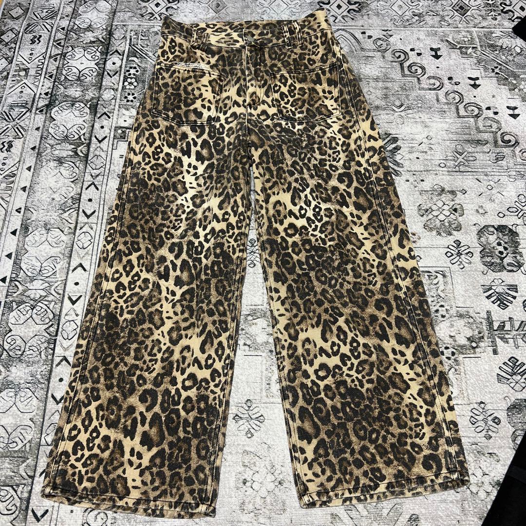 パンツ BEEDEN LEOPARD PRINT WIDE STRAIGHT PANTS