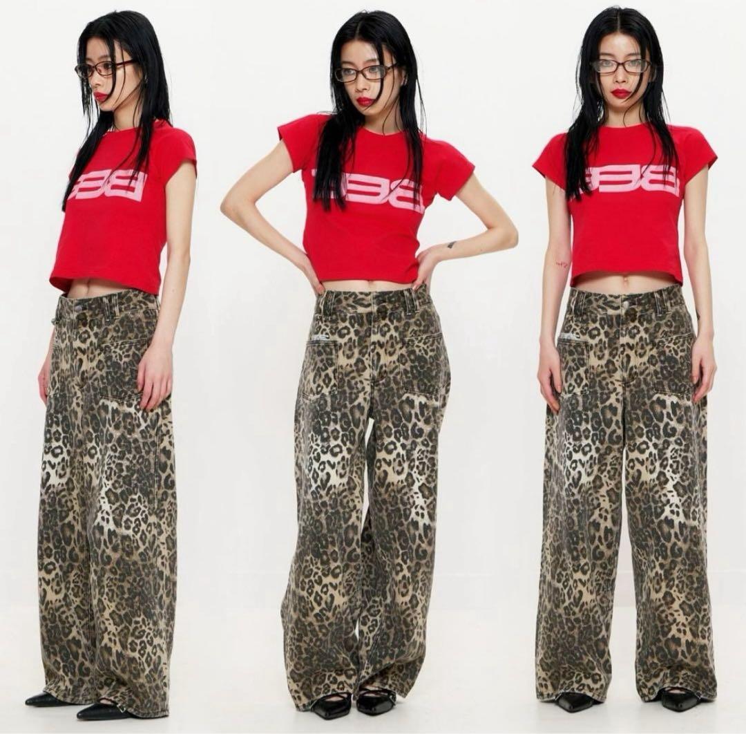 パンツ BEEDEN LEOPARD PRINT WIDE STRAIGHT PANTS