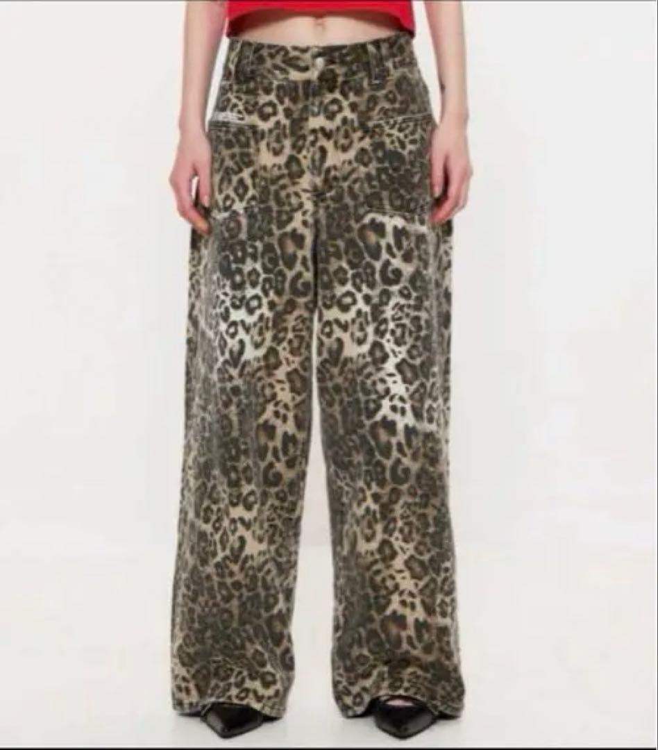 パンツ BEEDEN LEOPARD PRINT WIDE STRAIGHT PANTS