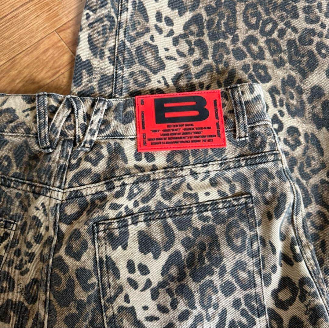 パンツ BEEDEN LEOPARD PRINT WIDE STRAIGHT PANTS