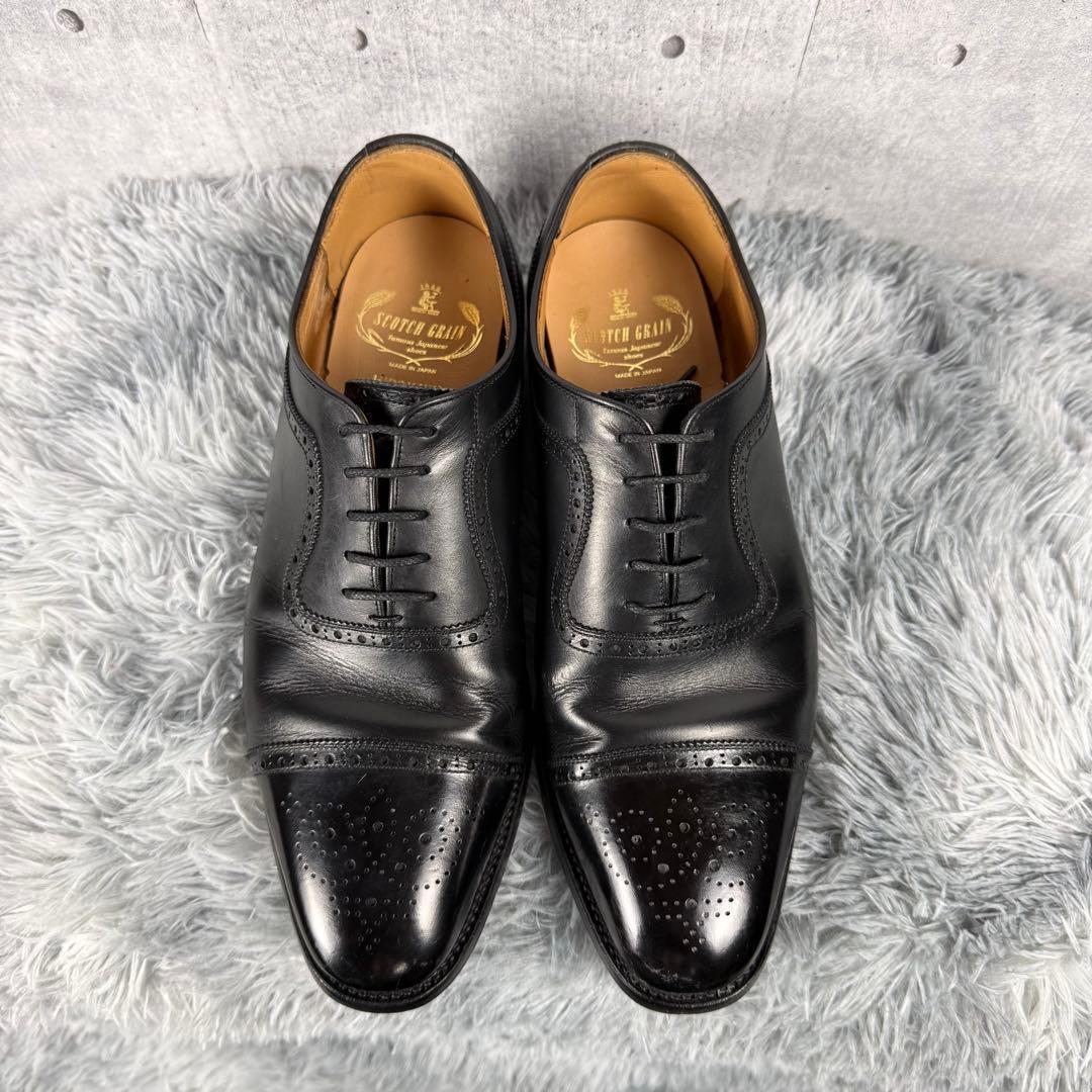 美品 SCOTCH GRAIN ストレートチップ メダリオン 黒 26cm 革靴