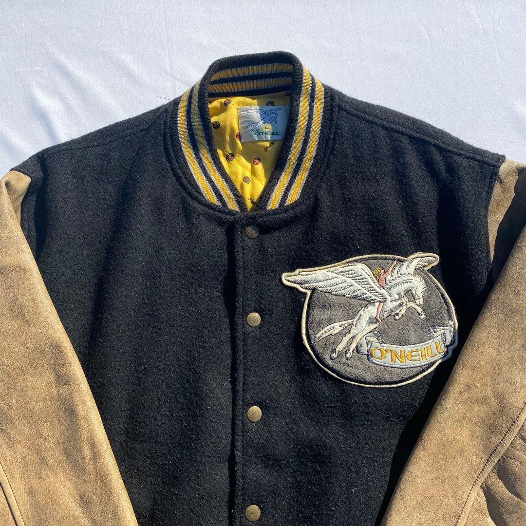 90's O'NEILL スタジャン ブラック サーフ　横乗り