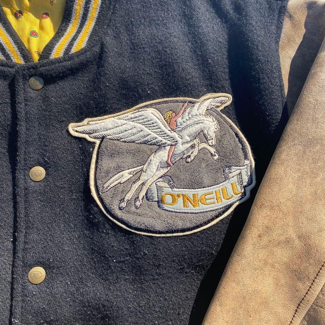 90's O'NEILL スタジャン ブラック サーフ　横乗り