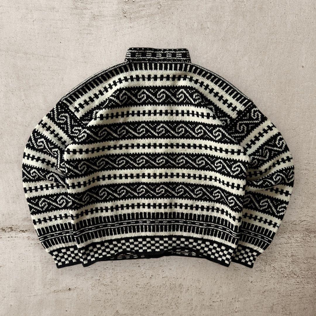 vintageノルディック柄ウールニットカーディガン北欧フェアアイルチロル古着