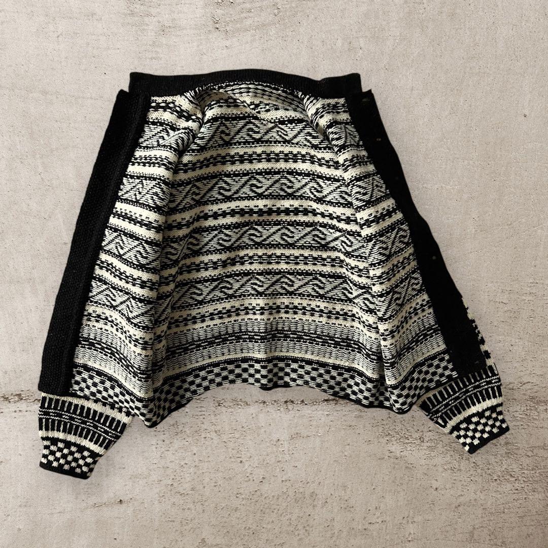 vintageノルディック柄ウールニットカーディガン北欧フェアアイルチロル古着