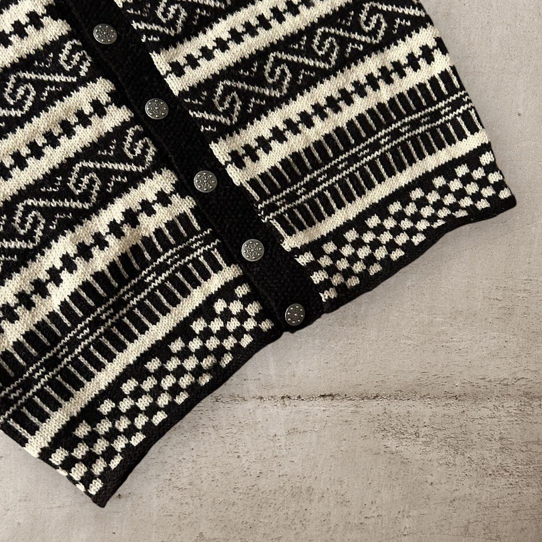 vintageノルディック柄ウールニットカーディガン北欧フェアアイルチロル古着