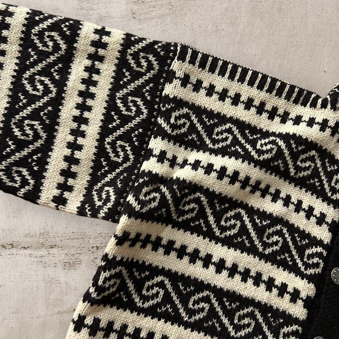 vintageノルディック柄ウールニットカーディガン北欧フェアアイルチロル古着