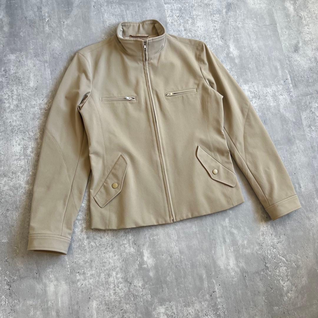 イッセイミヤケ　レーヨン混　スタンドカラージャケット　ベージュ　日本製　2サイズ