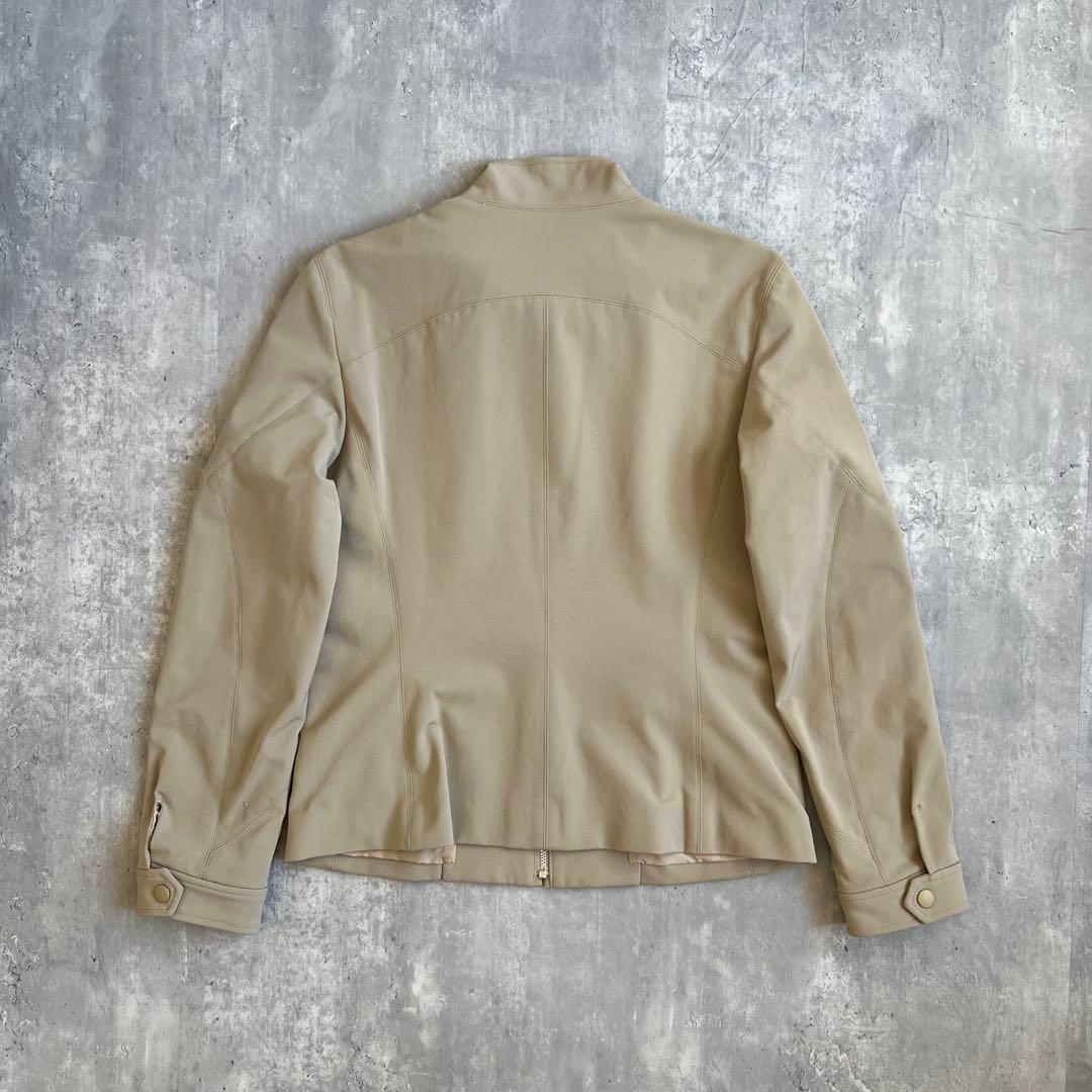 イッセイミヤケ　レーヨン混　スタンドカラージャケット　ベージュ　日本製　2サイズ