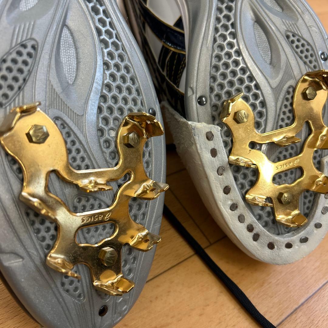 【未使用】asics野球シューズ スパイク　ホワイト/ネイビーブラック