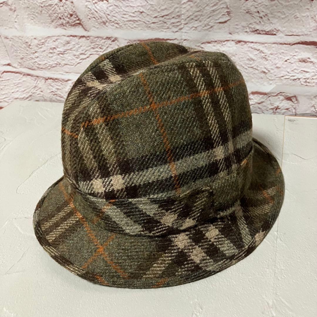 バーバリー 中折れハット ウール ノバチェック 英国製 70s ビンテージ