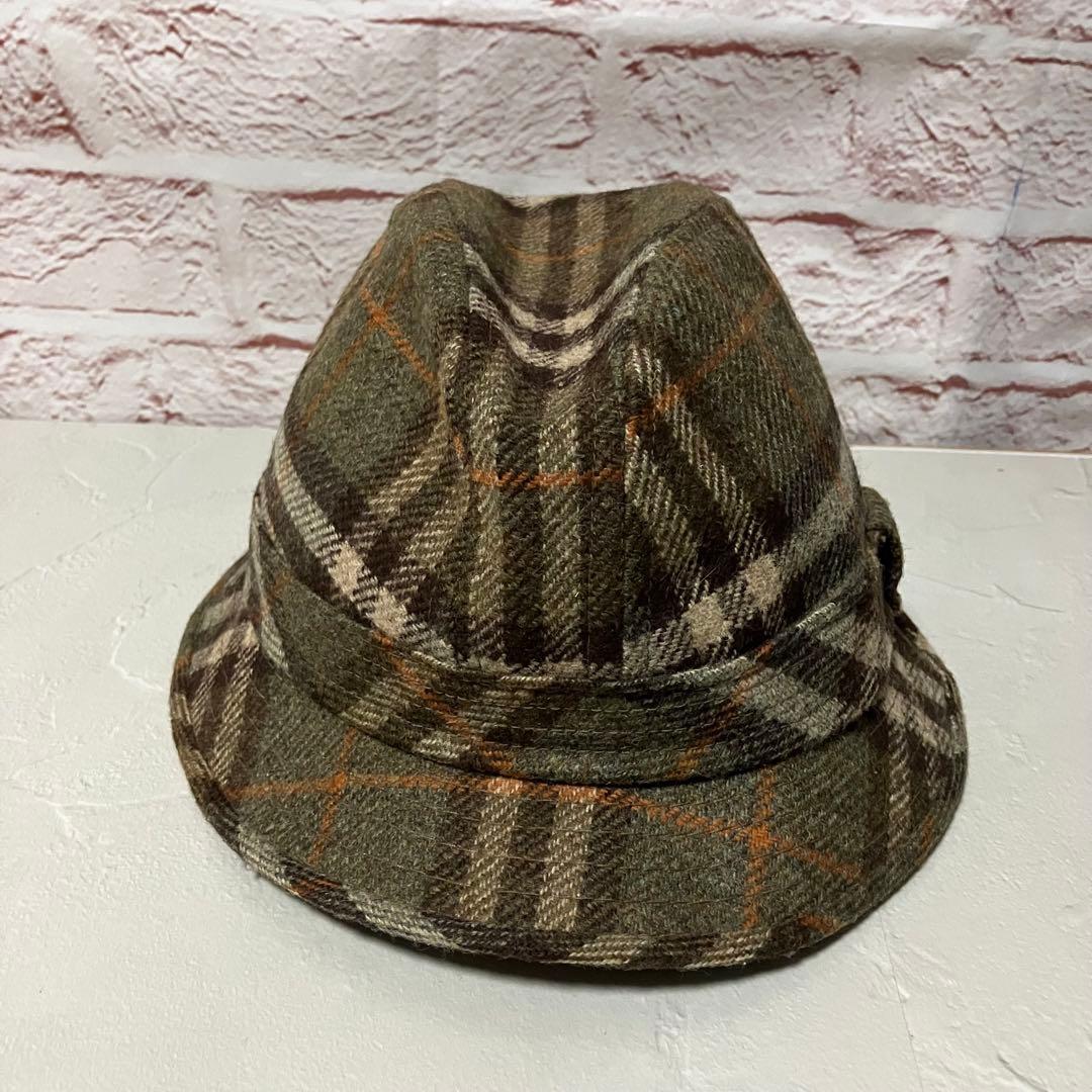 バーバリー 中折れハット ウール ノバチェック 英国製 70s ビンテージ