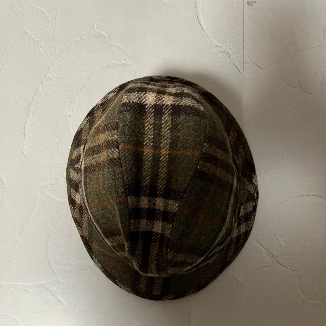 バーバリー 中折れハット ウール ノバチェック 英国製 70s ビンテージ