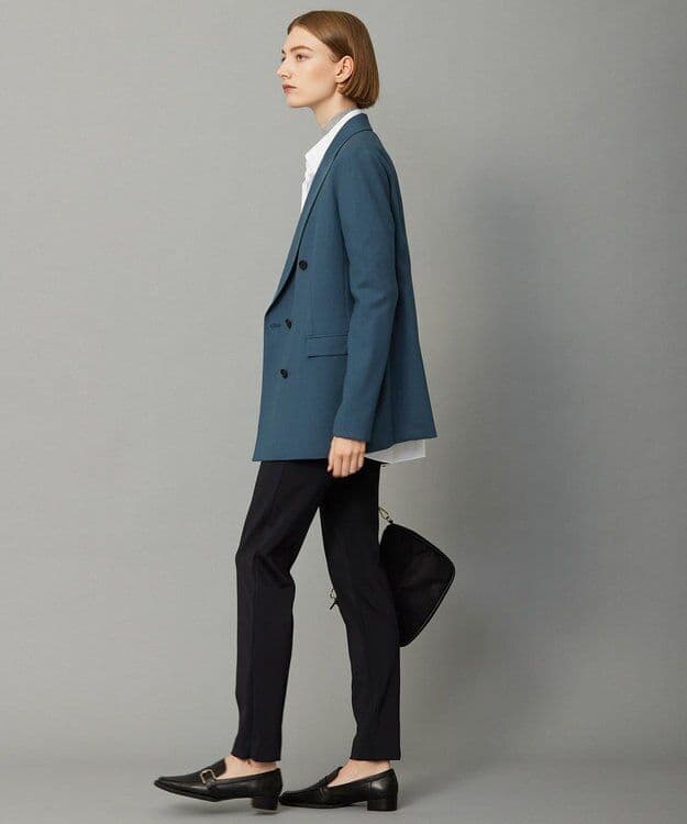 ICB L【洗える】ウール2WAYストレッチ ダブルブレストジャケット ブルー系