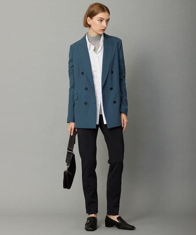 ICB L【洗える】ウール2WAYストレッチ ダブルブレストジャケット ブルー系