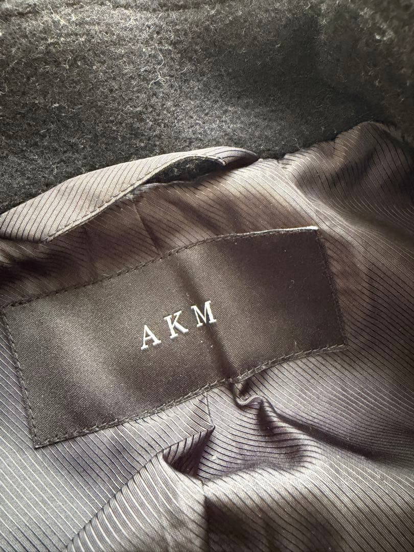 【美品】AKM ウールコート　ピーコート ブラック　S
