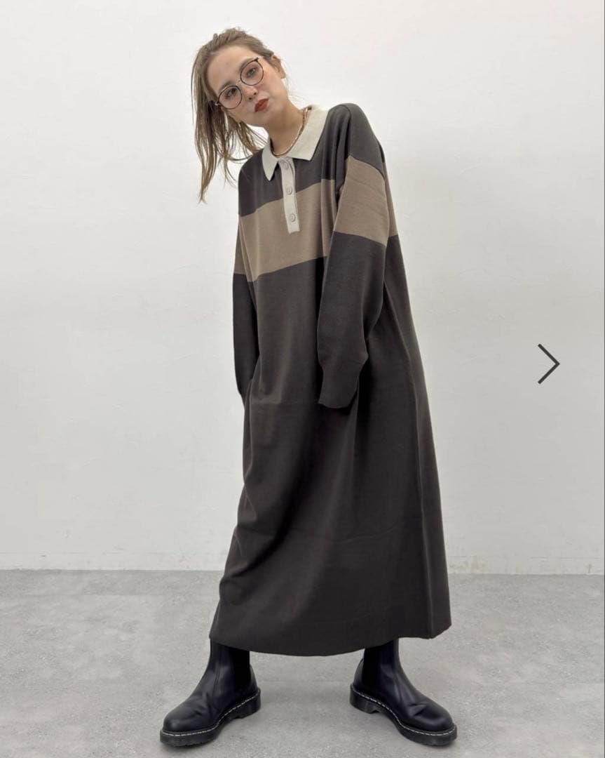 3連休のみ値下げ⭐︎ニコアンド　ラガーマキシニットワンピース　新品タグ付　L