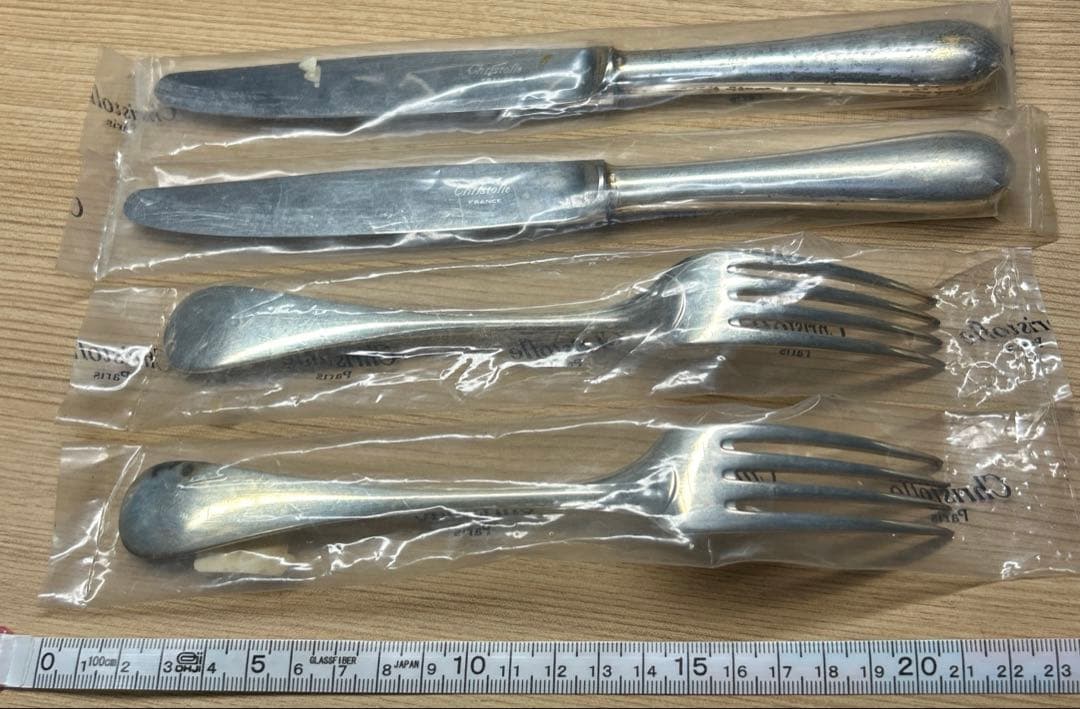 未使用品☆ クリストフル　シルバー　テーブルナイフ　フォーク　ペア　2組