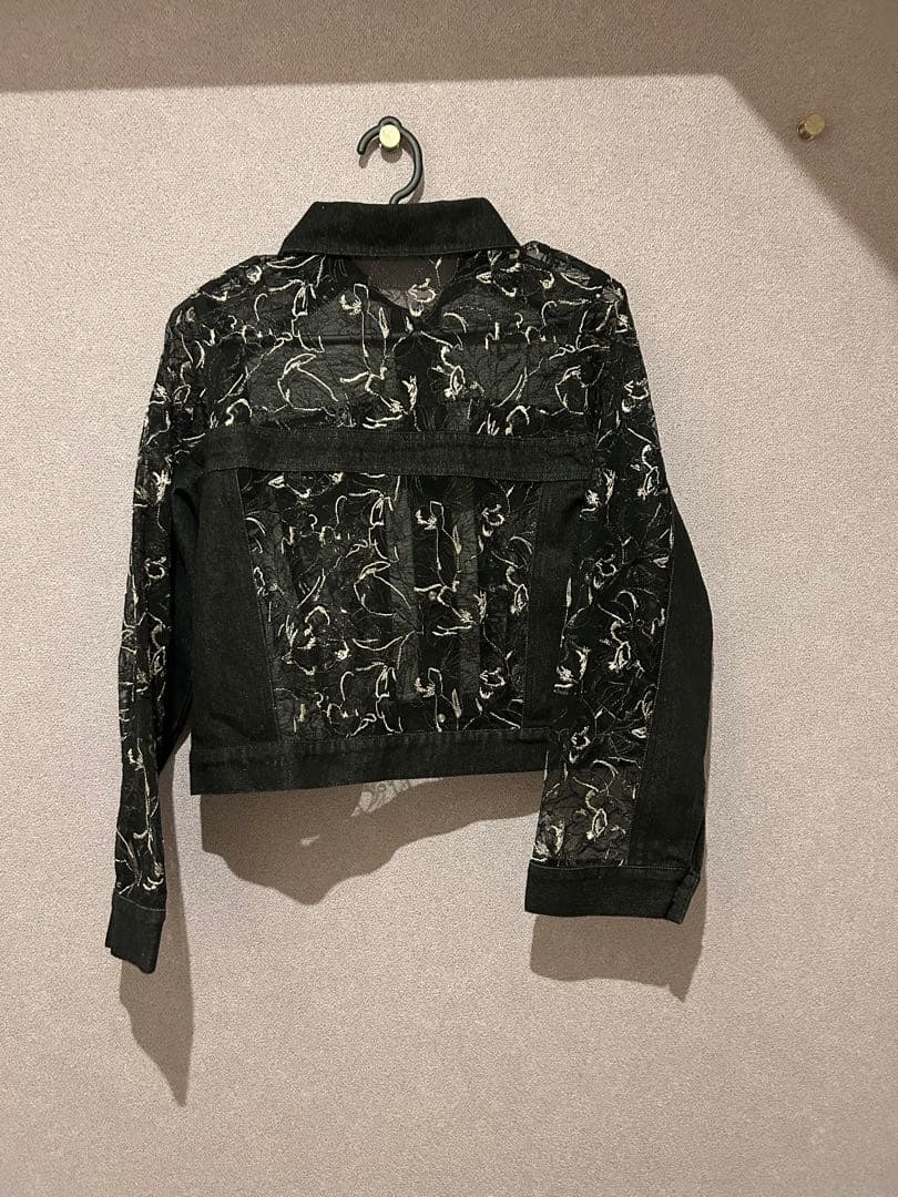 【LADIES】デニムレースキリカエブルゾン ブラック　FREE SIZE