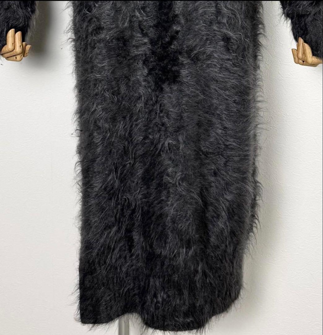 ブラミンク ニットワンピース カシミヤ100% シャギー　ファー　 グレー